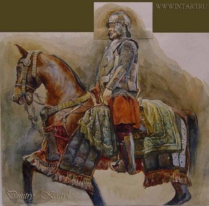 The knihgt on the horse . study.
