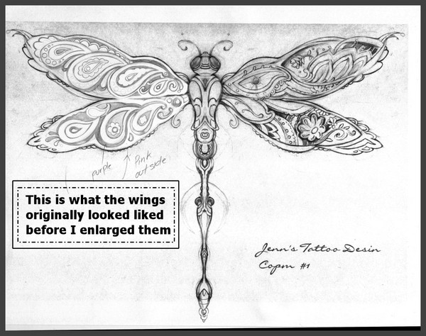 Dragonfly Paisley Tattoo Design by Christopher Eisert | ArtWanted.com