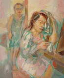 Woman combing herself