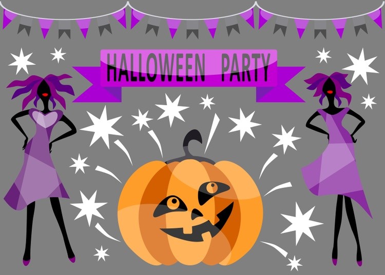 Halloween party banner with pumpkin