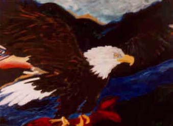 Eagle and Salmon (1995) 36inches by 40inches