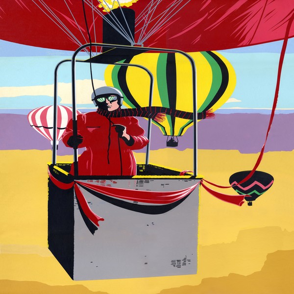 Man Ballooning Retro Pop Art - Square Format Art