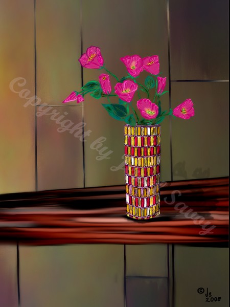 Mosaic Vase with Flowers