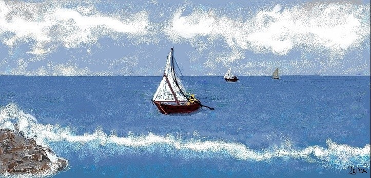 Sail Boat by the Sea