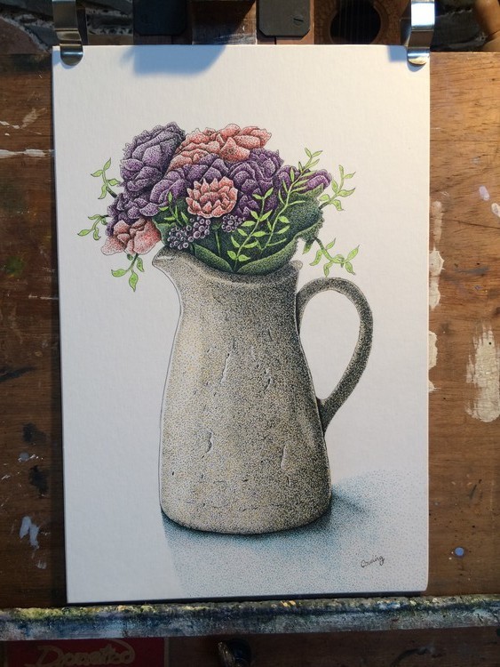 Ceramic vase with flowers