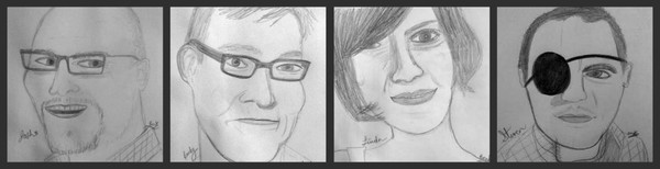 Sketch of Josh, Randy, Linda and Steven