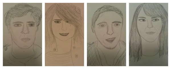 Sketch of Brian, Dani, Dan and Emily