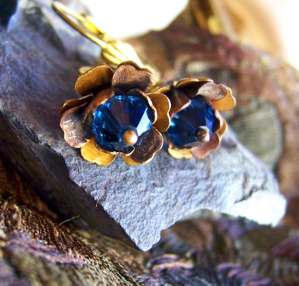 Blueberry rose earrings