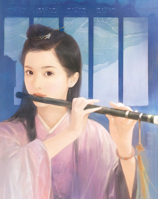 Girl with a bamboo flute
