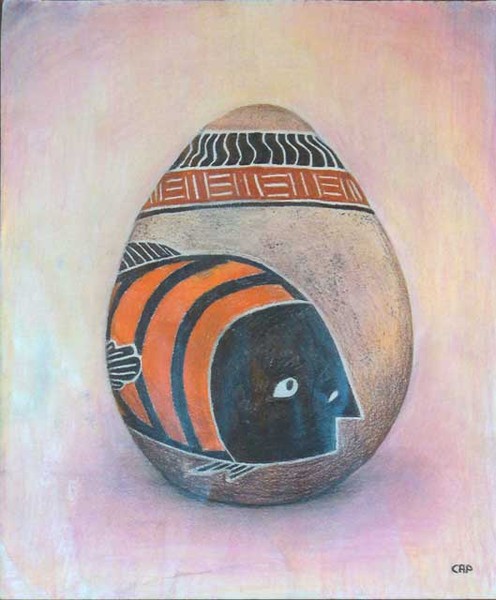 fish on stone egg
