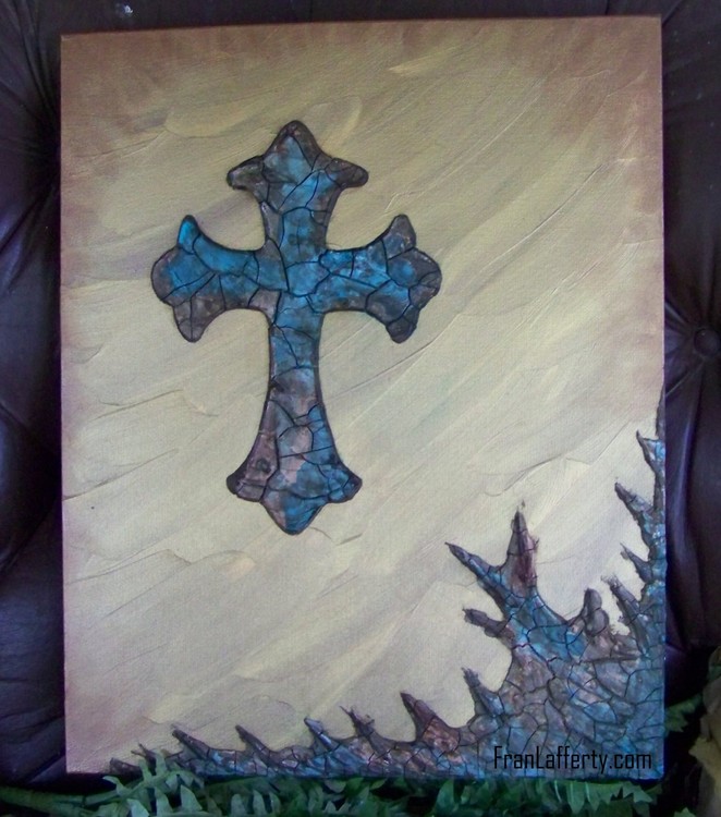 Crackle Cross on Gold