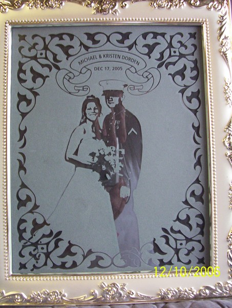 wedding portrait etched