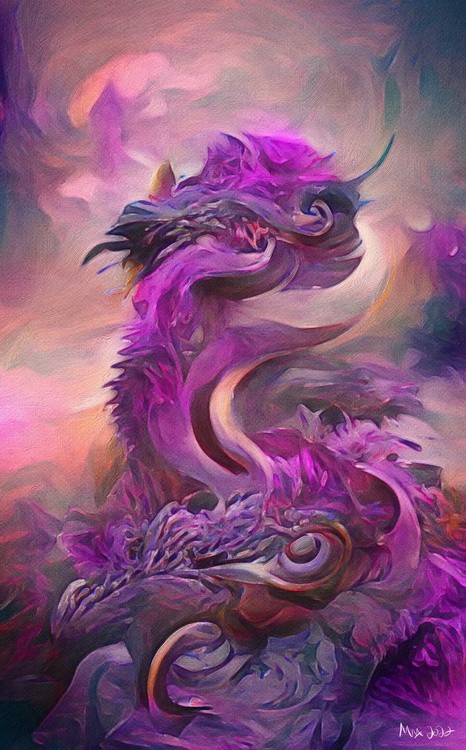 Pink and purple Chinese dragon 