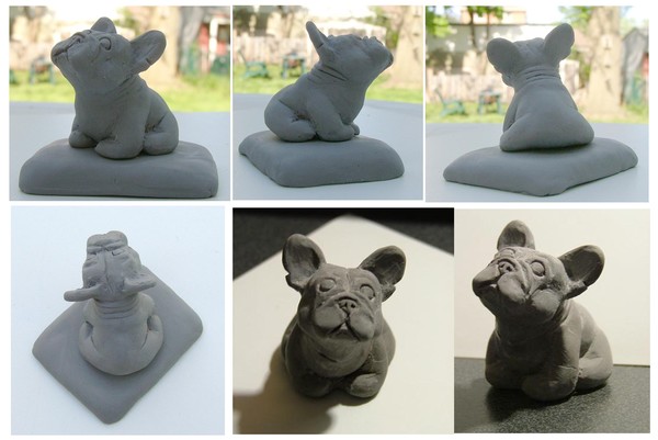 Collectible ONE OF 3 Frenchie sculptures. 