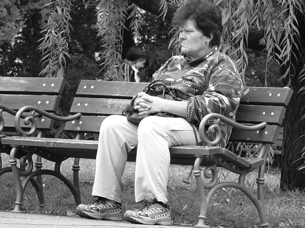 woman on bench