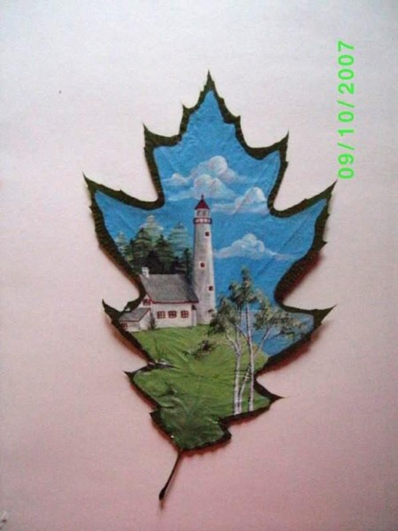 Lighthouse On an Oak Leaf