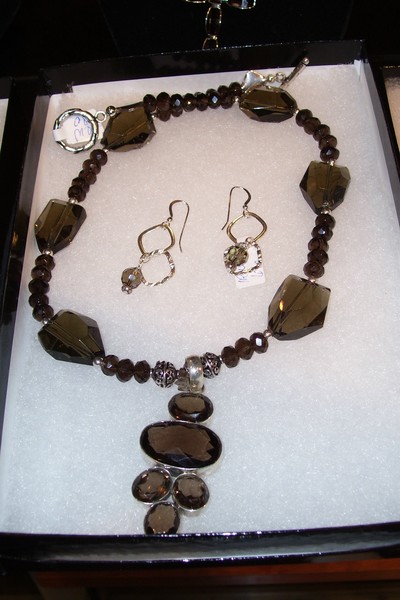 Smoky Quartz & Sterling Silver Necklace & Earrings