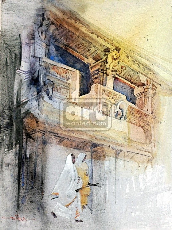 Jain Caves Milind Bhanji Watercolor 12x16 Inch
