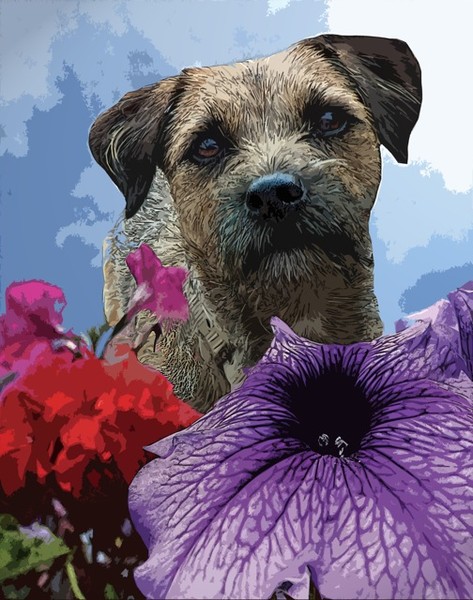 DOG IN FLOWERS