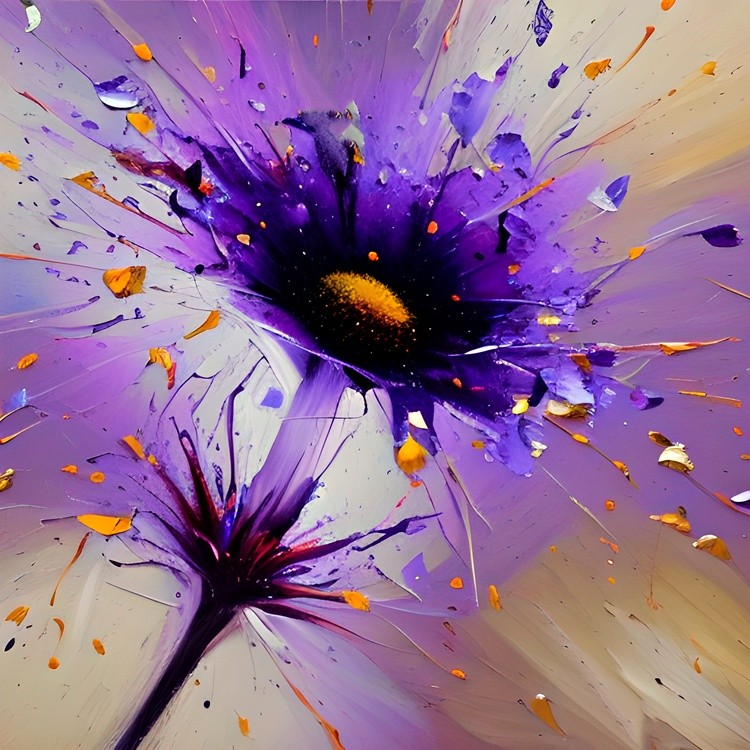 Abstract exploding purple and orange flower