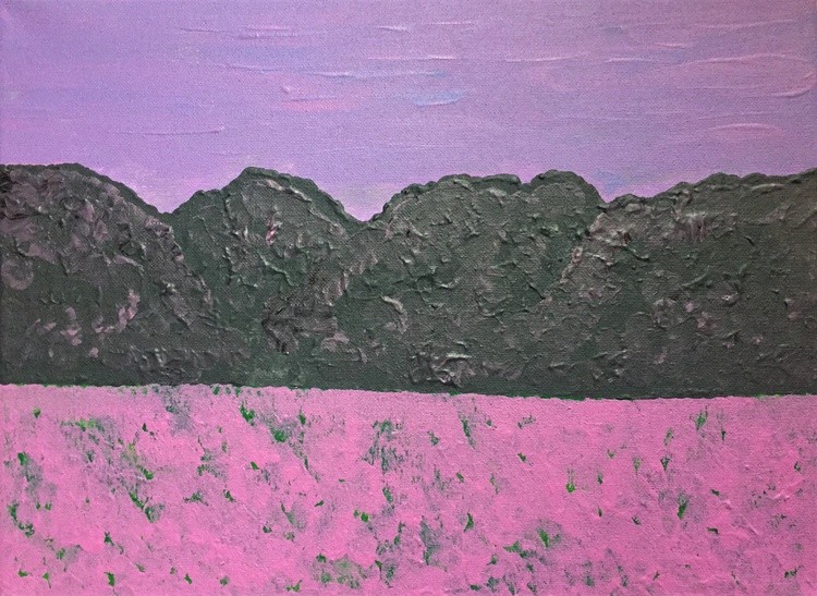 Pink evening in the mountains