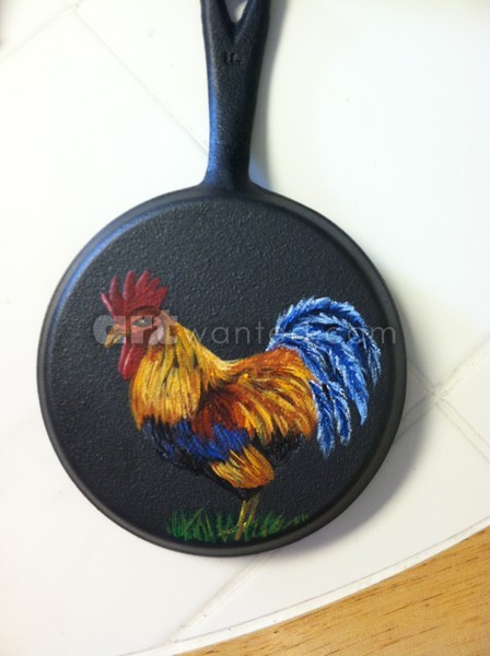 Rooster on 5 inch cast iron
