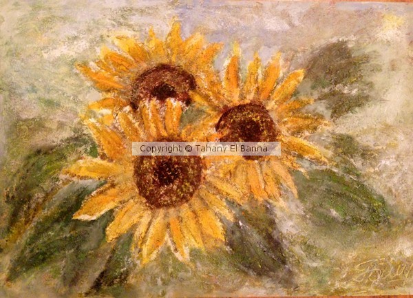 Sun flowers relief 