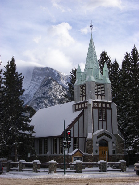 Banff Church and Mnt Rundle