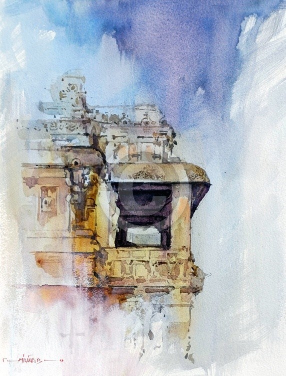 Kailash Ellora Days 1 Milind Bhanji Watercolor 12x16 Inch