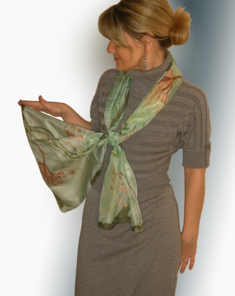 Silk scarf -in the wind 2.For women.Gifts idea.