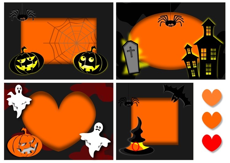 Set of frames with the symbols of Halloween