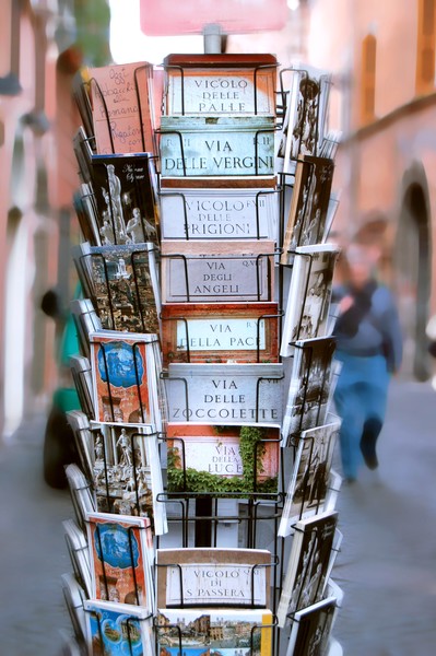 postcards in Trastevere, Rome, Italy