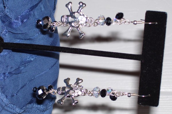 Black and silver pirate earrings