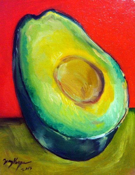 oil painting avocado still life