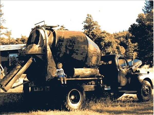 Old Cement Truck, a tiny child in Bend