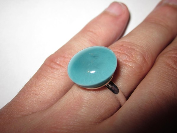 Handblown Glass Aqua Azul Ring