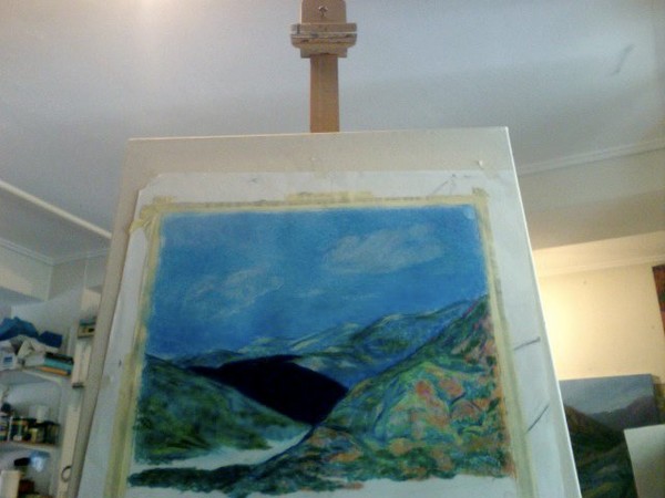 Pastel drawing -unfinished- of mountains