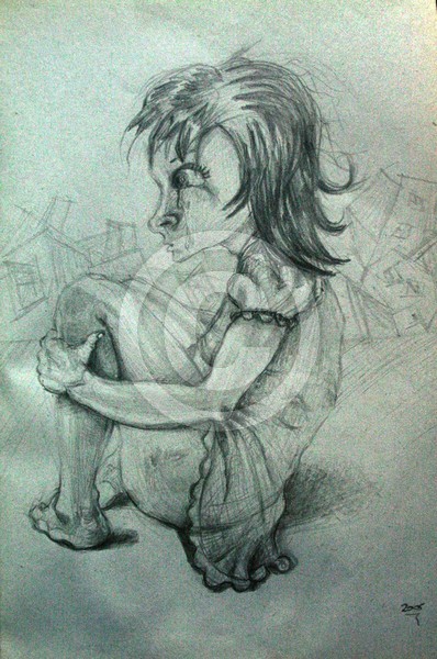a little girl in earthqueke