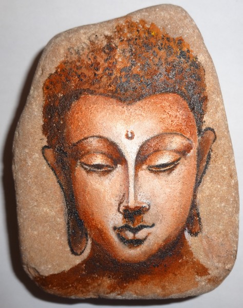 stone painting of budha