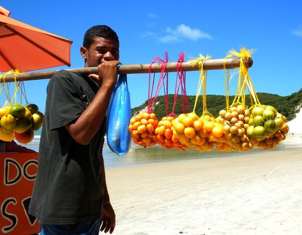 Fruit seller in Ponta Negra beach, Natal, Brazil