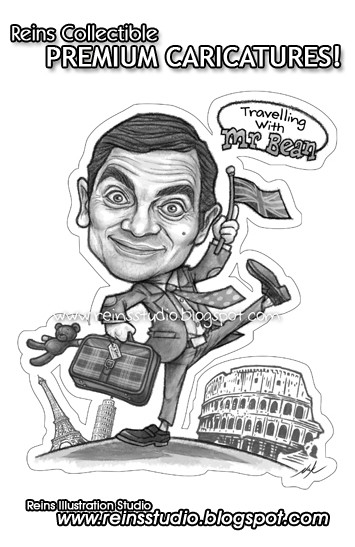 Mr Bean Travelling Caricatures Banner By Christopher Nico Reins Studio