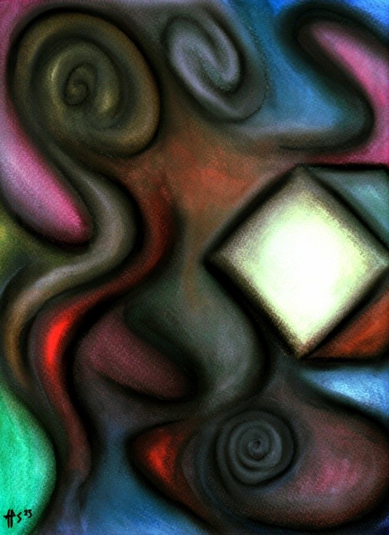 Pastel and Ink abstract