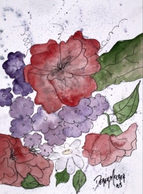 Floral escape watercolor painting print