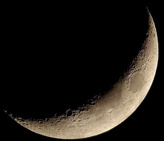 Crescent Moon with a Telescope
