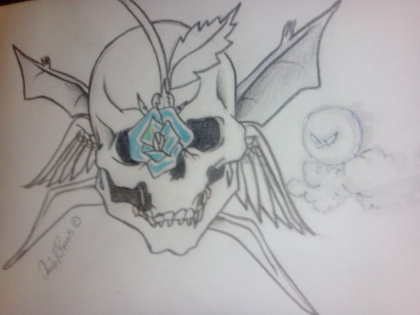skull with wings