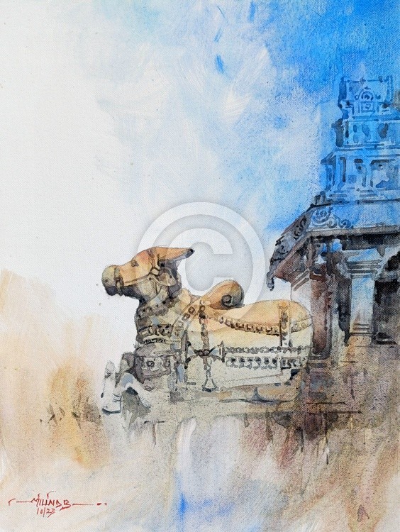 Kailash Ellora Days 4 Milind Bhanji Watercolor 12x16 Inch