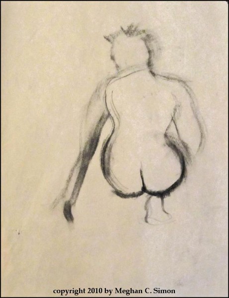 Original Nude Charcoal Gesture drawing - Naomi