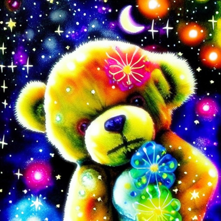 Teddy bear ink and water art