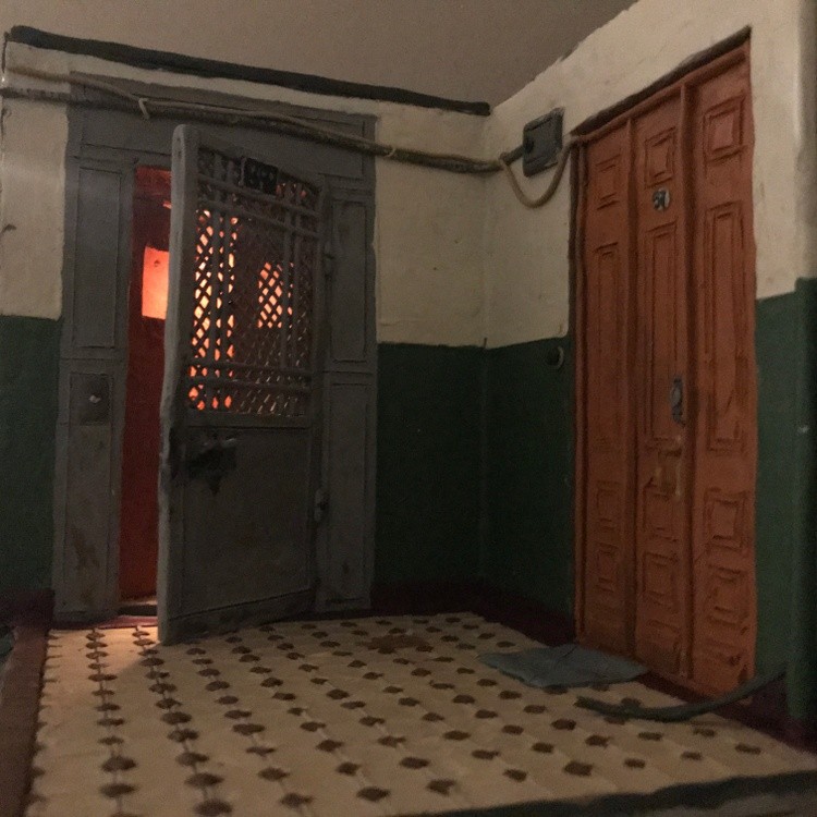 Old Elevator, plasticine, led light, 25x17.5x18 cm