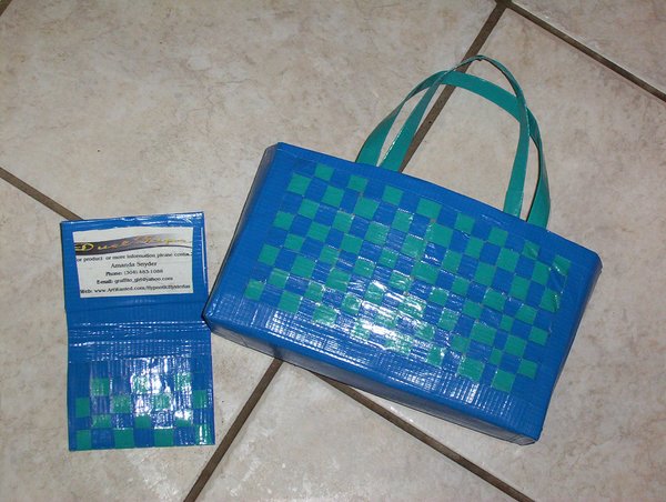 Duct Tape Handbag blue/terquoise (woven)
